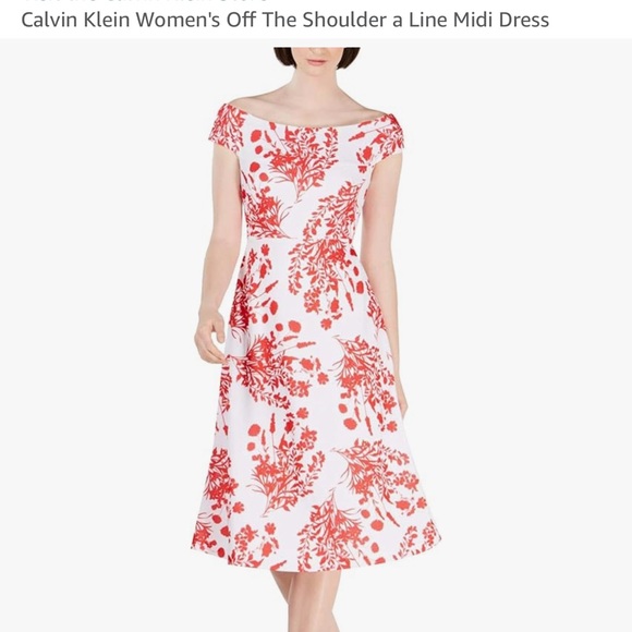 Dresses & Skirts - Calvin Klein Women's Off The Shoulder a Line Midi Dress